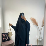 Abaya + khimar soie de medine, couleur bleu nuit