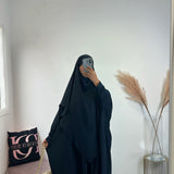 Abaya + khimar soie de medine, couleur bleu nuit