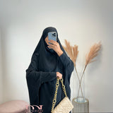 Abaya + khimar soie de medine, couleur noir
