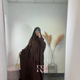 Abaya + khimar soie de medine, couleur marron chocolat