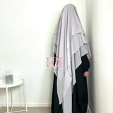Khimar mousseline 3 voiles, couleur gris