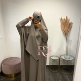 Ensemble Abaya + Khimar Jazz, couleur taupe