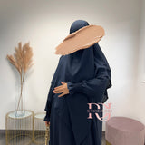 Ensemble jazz abaya + khimar 2 voiles, couleur bleu nuit