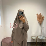 Ensemble Abaya + Khimar Jazz, couleur taupe