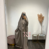 Ensemble Abaya + Khimar Jazz, couleur taupe