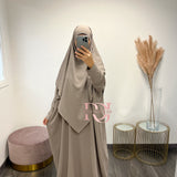 Ensemble Abaya + Khimar Jazz, couleur taupe