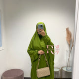Jilbeb 2 pieces jupe soie de medine, couleur vert pistache foncé