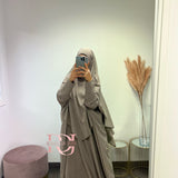 Ensemble Abaya + Khimar Jazz, couleur taupe