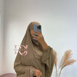 Jilbeb soie de medine 2 pieces jupe, couleur taupe foncé