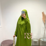 Jilbeb 2 pieces jupe soie de medine, couleur vert pistache foncé
