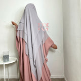 Khimar mousseline 3 voiles, couleur gris