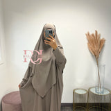 Ensemble Abaya + Khimar Jazz, couleur taupe