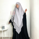 Khimar mousseline 3 voiles, couleur gris