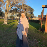 Khimar mousseline 3 voiles, couleur gris