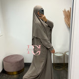 Ensemble Abaya + Khimar Jazz, couleur taupe