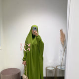 Jilbeb 2 pieces jupe soie de medine, couleur vert pistache foncé