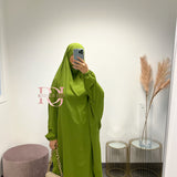 Jilbeb 2 pieces jupe soie de medine, couleur vert pistache foncé