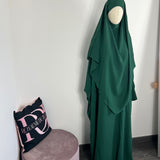 Ensemble Abaya + Khimar Jazz, couleur vert sapin