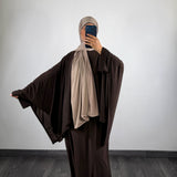 Ensemble abaya + cape jersey, marron