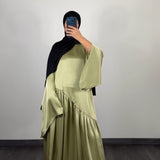 Abaya satin, vert sauge