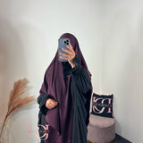 Khimar soie de Medine, couleur prune (2 longueurs)