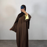Abaya bi-color,marron/jaune