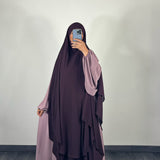 Maxi khimar mousseline 2 voiles, couleur prune