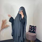 Maxi khimar à fentes, gris foncé