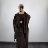 Ensemble abaya + cape jersey, marron