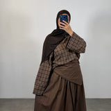 Jupe coton avec accessoire amovible à nouer, marron