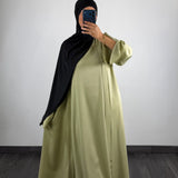 Ensemble kimono + sous-abaya, vert sauge