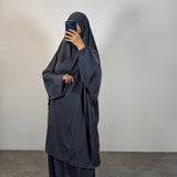 Jilbeb 2 pieces jupe soie de medine, couleur gris acier