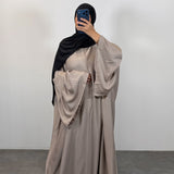 Abaya manches volantes, taupe