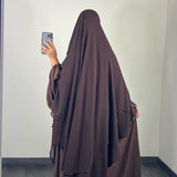 Maxi khimar mousseline 2 voiles, couleur marron
