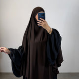 Khimar à fentes jersey premium, couleur marron