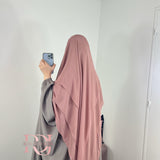 Khimar mousseline 3 voiles, couleur vieux rose