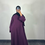 Abaya tissu crèpe, couleur prune