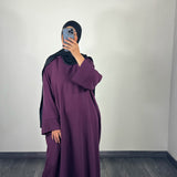 Abaya tissu crèpe, couleur prune