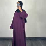 Abaya tissu crèpe, couleur prune