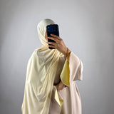 Abaya bi-color, beige/jaune