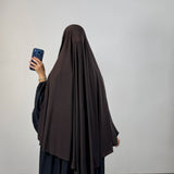 Khimar à fentes jersey premium, couleur marron