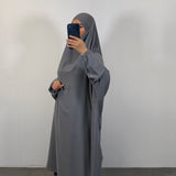 Jilbeb 2 pieces jupe soie de medine, couleur gris foncé