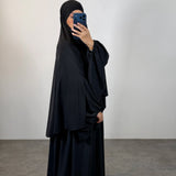 Khimar à fentes jersey premium, couleur noir