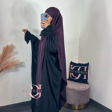 Khimar soie de Medine, couleur prune (2 longueurs)