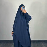 Ensemble abaya + khimar petit prix, bleu nuit
