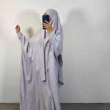 Abaya + khimar soie de medine, couleur gris clair