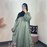 Robe popeline, couleur kaki
