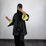 Burkini 3 pièces bi-color, noir/jaune