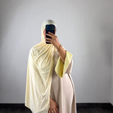 Abaya bi-color, beige/jaune