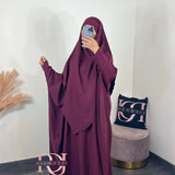 Abaya + khimar soie de medine, couleur bordeau